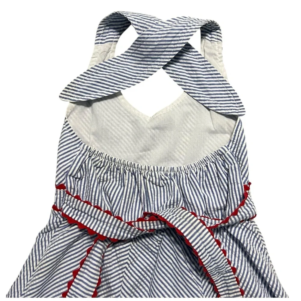 CachCach 5Y Blue Seersucker Halter Dress